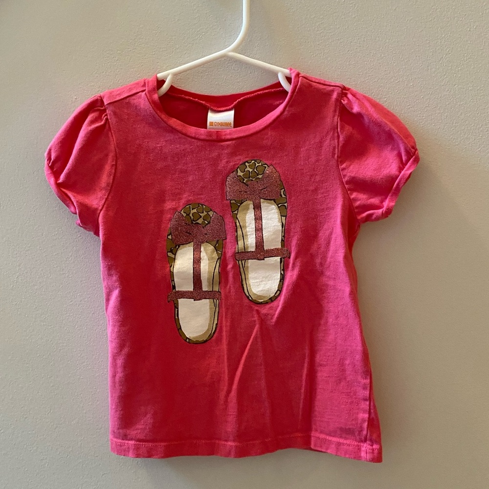 Girls 3t pink t-shirt cute princess shoes